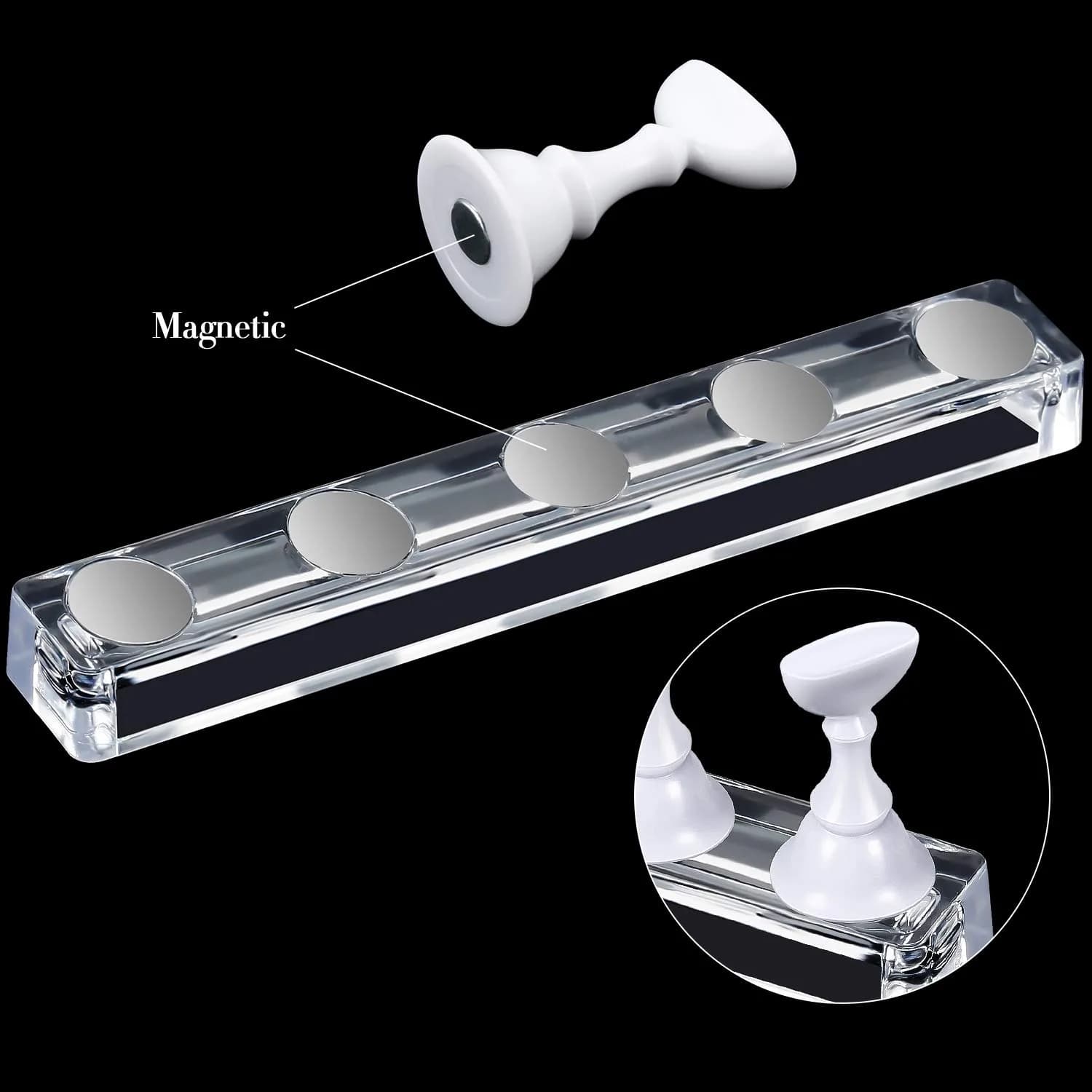 Blulu Magnetic Nail Art Practice Stand Set with Adhesive Putty | 2 Stands + 96 Putty Pieces - view 2