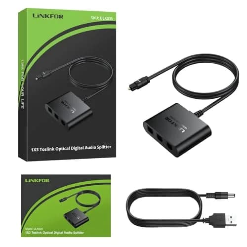 LiNKFOR 1x3 Optical Audio Splitter 40m Transmission | Digital Toslink Splitter for PS3, HDTV, STB, Amplifiers thumbnail 7