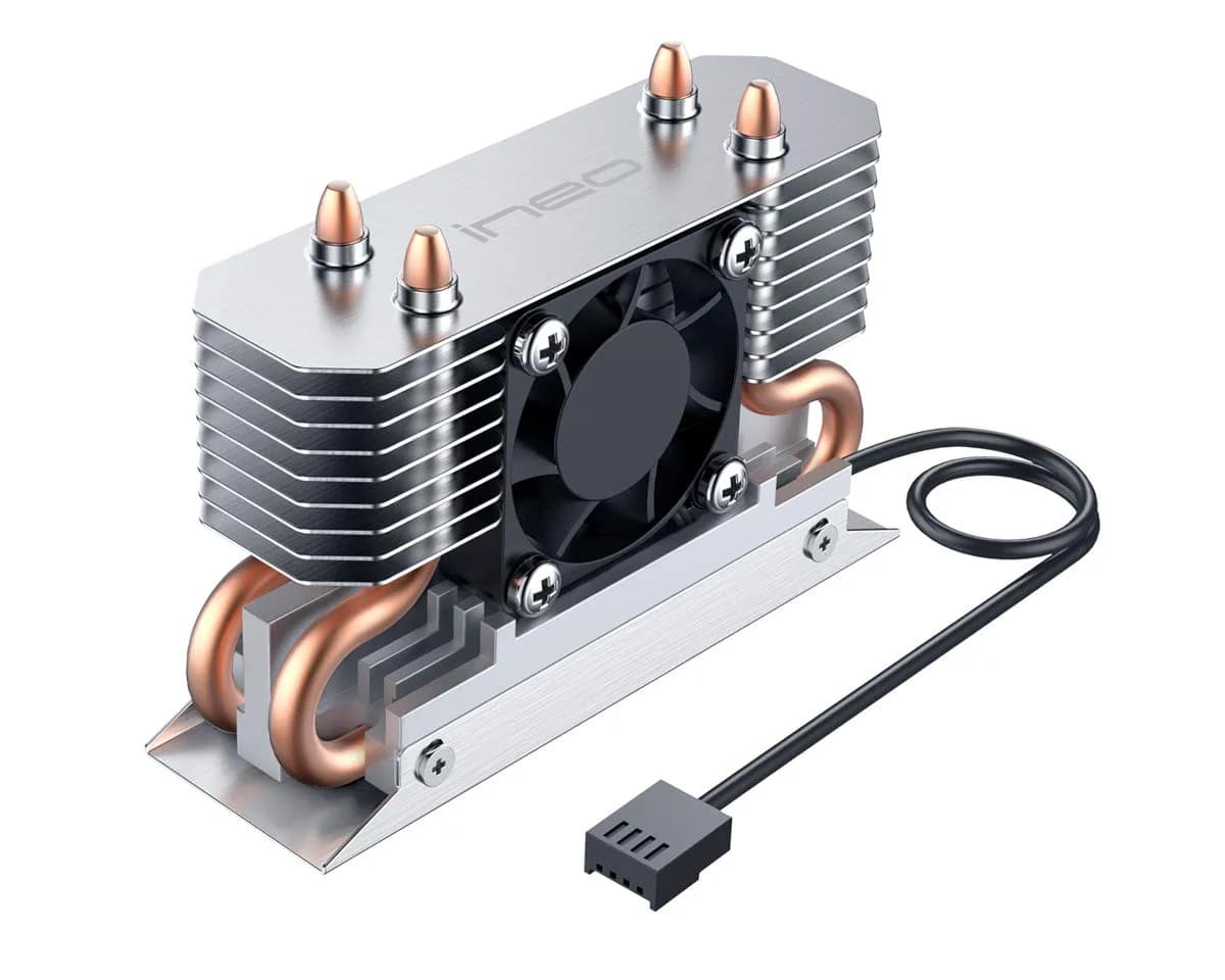 ineo M.2 2280 PCIe 5 SSD Rocket Heatsink with Cooling Fan M3 | High-Speed NVMe SSD Cooling for Desktops