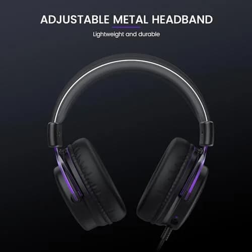EKSA E900 Gaming Headset with Mic for Xbox PC PS4 PS5 | 50mm Drivers, Detachable Mic, Comfortable Leatherette Earcups thumbnail 3