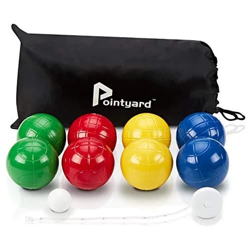 Pointyard 90mm Bocce Ball Set, 8 Premium PE Balls & Pallino Outdoor Game | All-Weather Lawn Game for 2-8 Players thumbnail 1