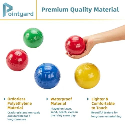 Pointyard 90mm Bocce Ball Set, 8 Premium PE Balls & Pallino Outdoor Game | All-Weather Lawn Game for 2-8 Players thumbnail 7