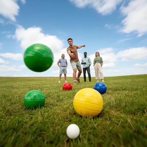 Pointyard 90mm Bocce Ball Set, 8 Premium PE Balls & Pallino Outdoor Game | All-Weather Lawn Game for 2-8 Players thumbnail 2