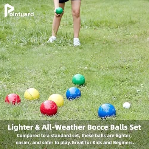 Pointyard 90mm Bocce Ball Set, 8 Premium PE Balls & Pallino Outdoor Game | All-Weather Lawn Game for 2-8 Players thumbnail 3