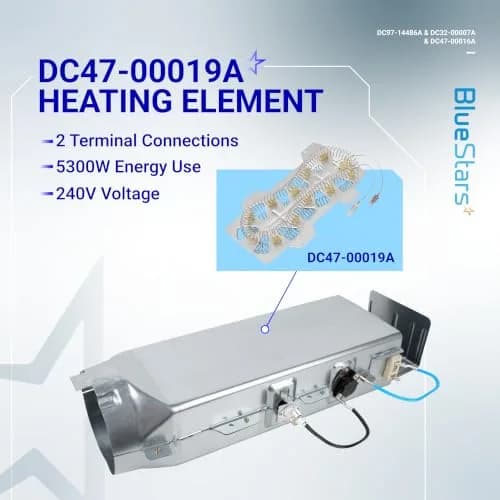 [BlueStars] Upgraded Dryer Heating Element Kit for Samsung & Kenmore | Exact Fit & Durable (70-120 chars) thumbnail 4