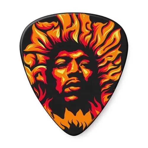 Jim Dunlop Hendrix Voodoo Fire - 6 Genuine Celluloid Picks | Iconic Guitar Accessory for Hendrix Fans thumbnail 1