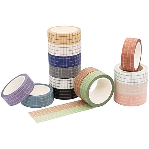 Knaid Grid Washi Tape Set, 14 Rolls 15mm x 8m | Decorative Masking Tapes for Journals & Crafts thumbnail 5