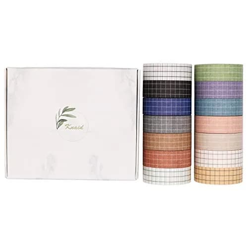 Knaid Grid Washi Tape Set, 14 Rolls 15mm x 8m | Decorative Masking Tapes for Journals & Crafts thumbnail 6