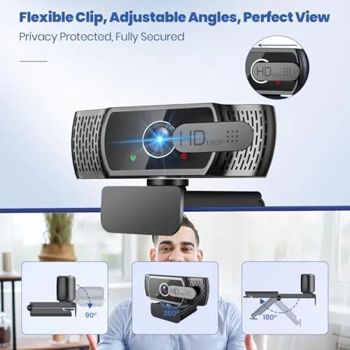Samcorn 1080P HD USB Webcam with Microphone & Tripod | Autofocus 3D Noise Reduction thumbnail 6