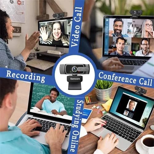 Samcorn 1080P HD USB Webcam with Microphone & Tripod | Autofocus 3D Noise Reduction thumbnail 9
