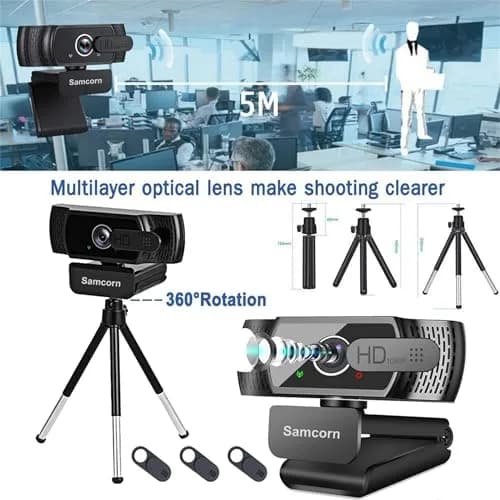 Samcorn 1080P HD USB Webcam with Microphone & Tripod | Autofocus 3D Noise Reduction thumbnail 10