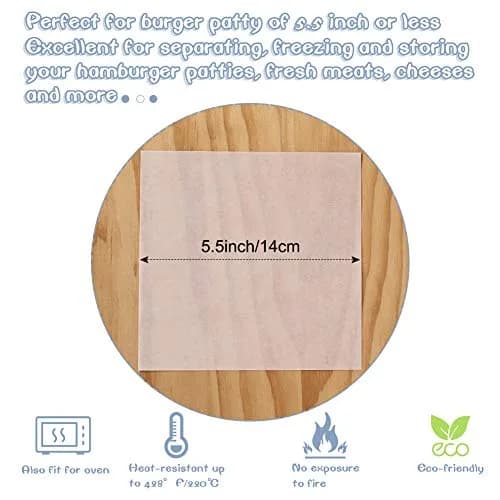 BY KITCHEN 5.5 x 5.5 Inch Burger Patty Paper Squares, 300 Count | Food Grade Parchment for Burgers, Cookies & Candy thumbnail 2