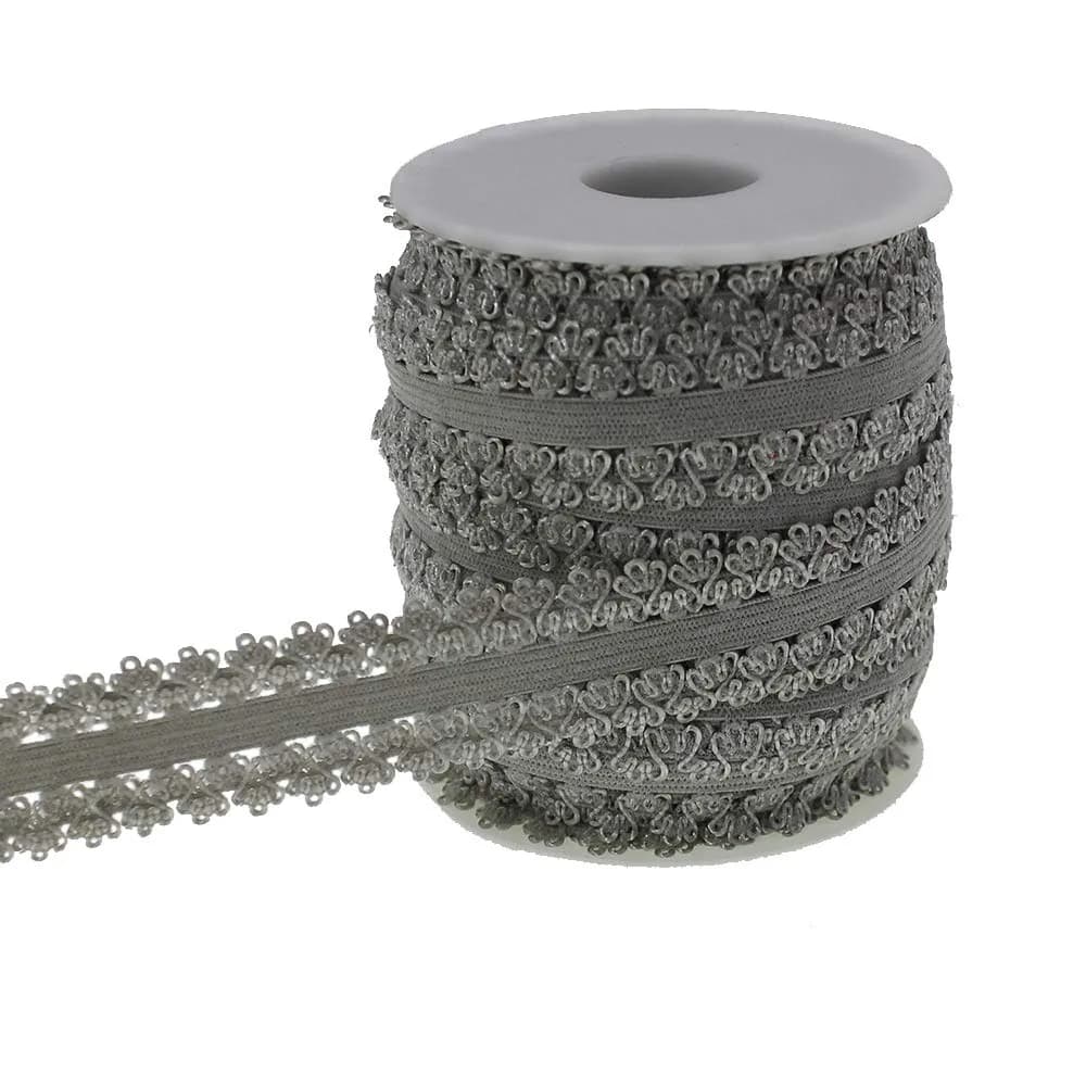 PAMIR TONG 3/4" Gray Elastic Lace Trim 16yd for Headband Sewing | Soft, Stretchy & Perfect for DIY Crafts