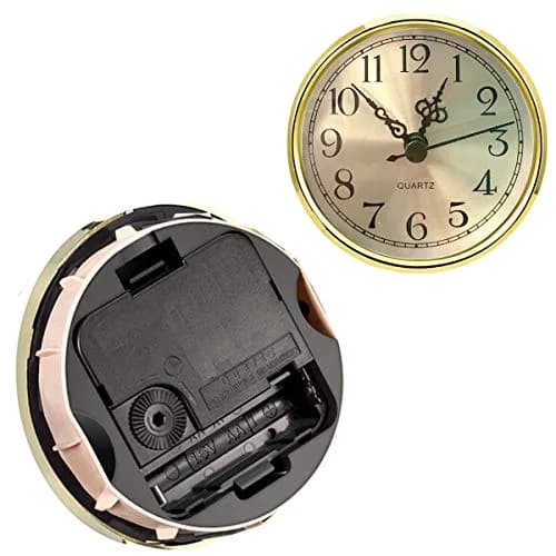 HILLHOME Mini Round Quartz Clock - 3.5 Inch (90 mm) Gold Dial, Gold Tone Bezel, Arabic Numerals, Fits 3.0 inch (78 mm) Hole | Indoor Clock Craft thumbnail 5