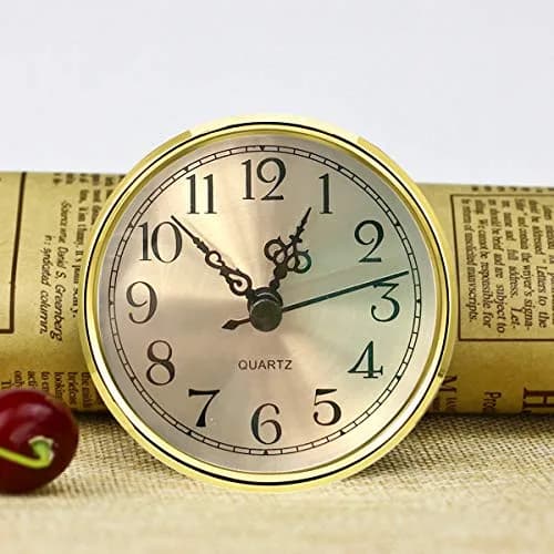 HILLHOME Mini Round Quartz Clock - 3.5 Inch (90 mm) Gold Dial, Gold Tone Bezel, Arabic Numerals, Fits 3.0 inch (78 mm) Hole | Indoor Clock Craft thumbnail 3
