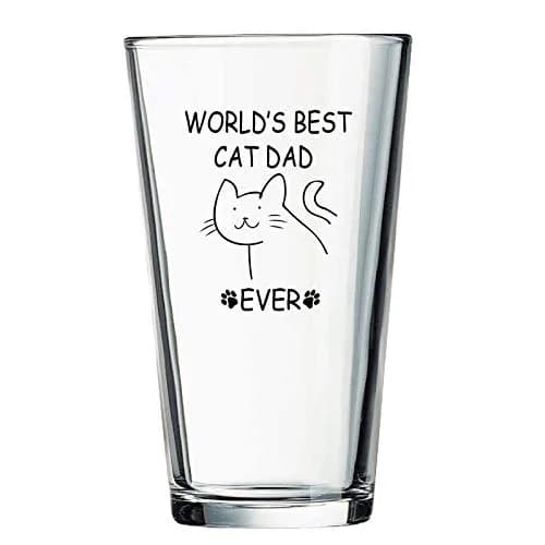 Futtumy World’s Best Cat Dad Ever Beer Glass, 15 Oz | Funny Cat Lover Gift for Father’s Day & Christmas thumbnail 1