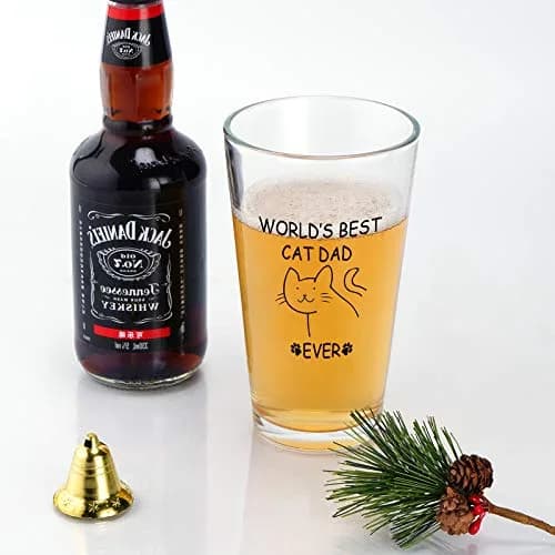 Futtumy World’s Best Cat Dad Ever Beer Glass, 15 Oz | Funny Cat Lover Gift for Father’s Day & Christmas thumbnail 4