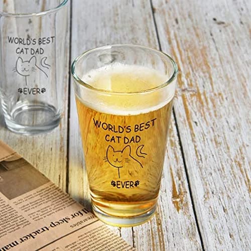 Futtumy World’s Best Cat Dad Ever Beer Glass, 15 Oz | Funny Cat Lover Gift for Father’s Day & Christmas thumbnail 6
