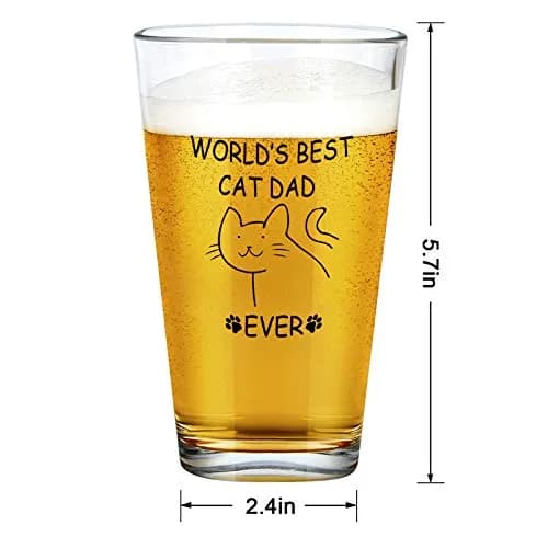 Futtumy World’s Best Cat Dad Ever Beer Glass, 15 Oz | Funny Cat Lover Gift for Father’s Day & Christmas thumbnail 7