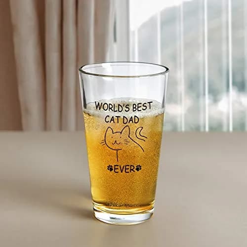 Futtumy World’s Best Cat Dad Ever Beer Glass, 15 Oz | Funny Cat Lover Gift for Father’s Day & Christmas thumbnail 3
