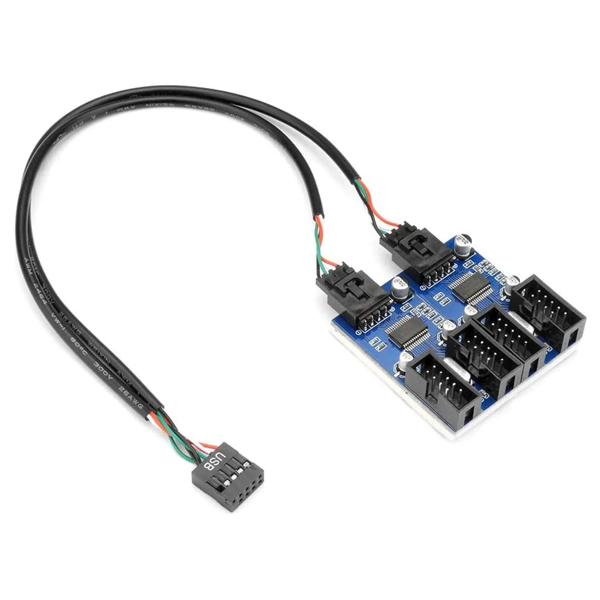skineat USB 2.0 Splitter 1 to 4 Female Motherboard Hub | 30cm Cable - main product image
