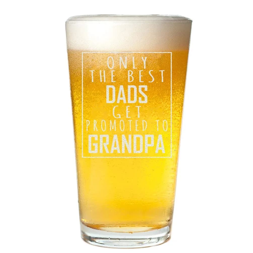 Veracco 16 oz (473 ml) Beer Pint Glass | Funny Grandpa Promotion Announcement Gift — Clear