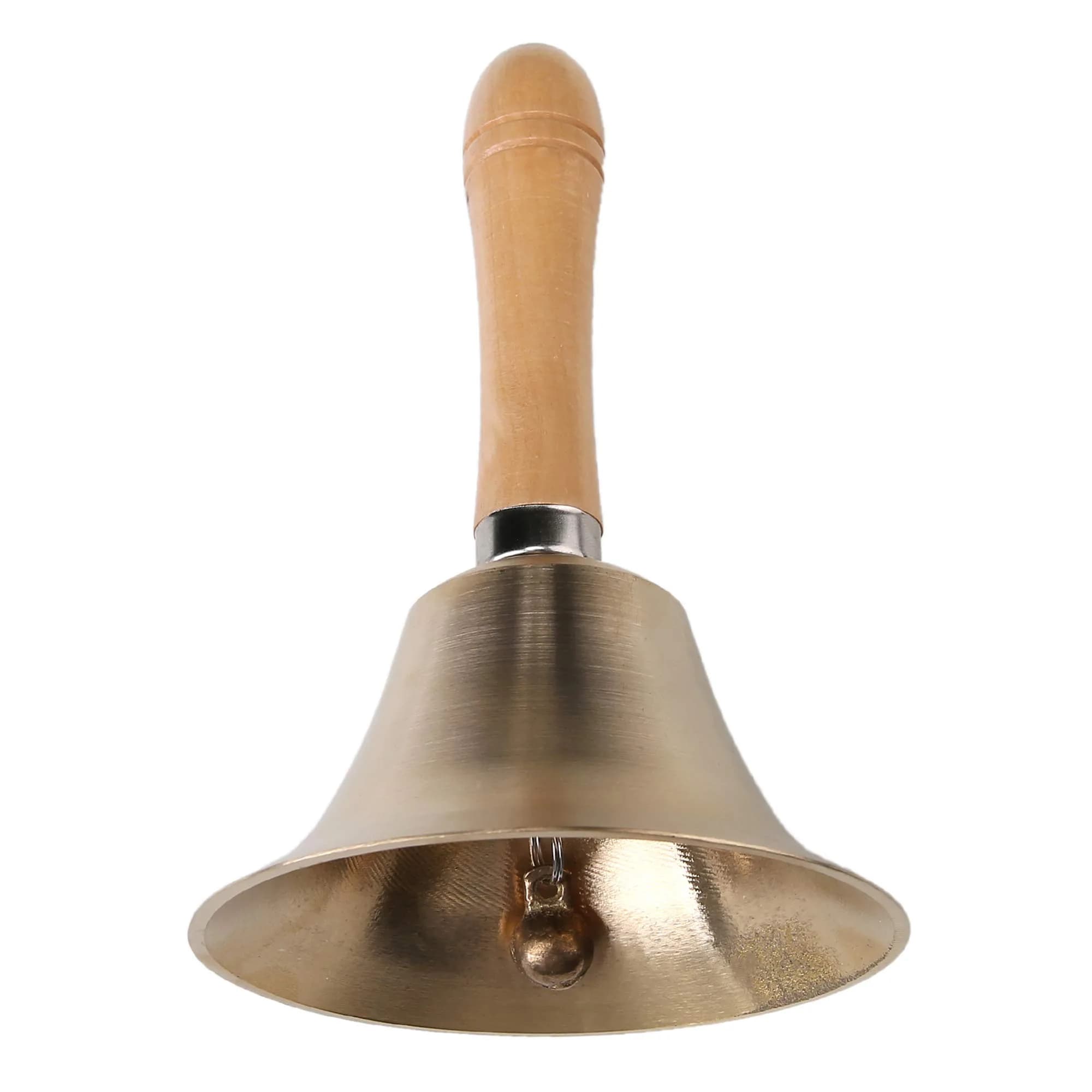 TDOCK Super Loud Solid Brass Hand Call Bell with Wooden Handle | 8 cm (3.15 inch)