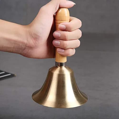 TDOCK Super Loud Solid Brass Hand Call Bell with Wooden Handle | 8 cm (3.15 inch) thumbnail 6