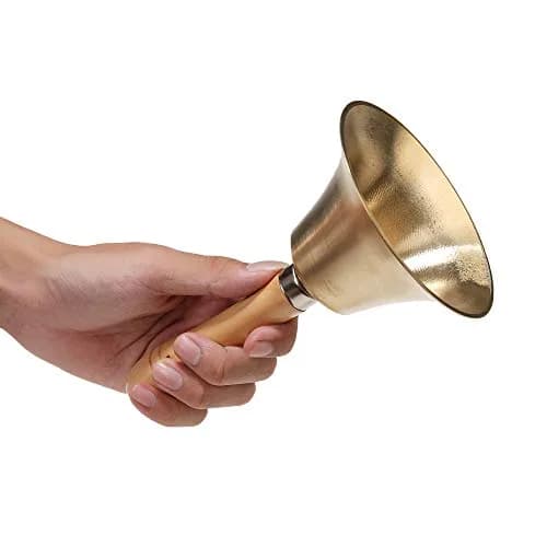 TDOCK Super Loud Solid Brass Hand Call Bell with Wooden Handle, 18.3 cm (7.2 inches) Height | Wedding, Prayer, Dinner, Service Bell thumbnail 4