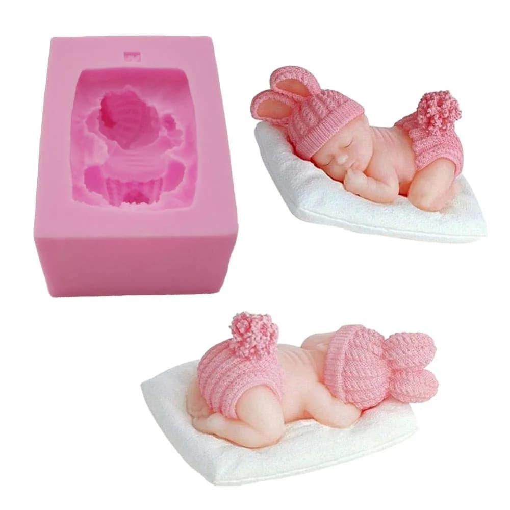 XLZSP 3D Cute Sleeping Baby Silicone Fondant Mold 10.4 cm (4.1 in) | DIY Cake Decorating Supplies - main product image