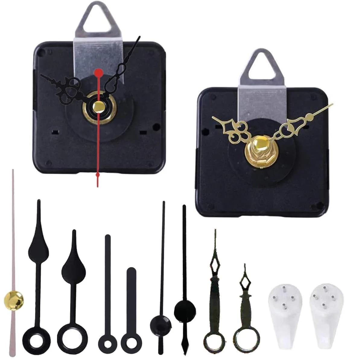 HILLHOME Clock Movement Kit with 5 Pairs of Short Hands | Silent Quartz Mechanism for DIY Repair (56x56x17mm, 1/2 Inch Shaft)