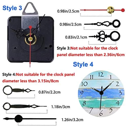 HILLHOME Clock Movement Kit with 5 Pairs of Short Hands | Silent Quartz Mechanism for DIY Repair (56x56x17mm, 1/2 Inch Shaft) thumbnail 4