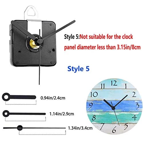 HILLHOME Clock Movement Kit with 5 Pairs of Short Hands | Silent Quartz Mechanism for DIY Repair (56x56x17mm, 1/2 Inch Shaft) thumbnail 5