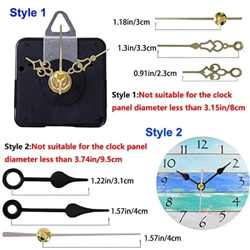 HILLHOME Clock Movement Kit with 5 Pairs of Short Hands | Silent Quartz Mechanism for DIY Repair (56x56x17mm, 1/2 Inch Shaft) thumbnail 3
