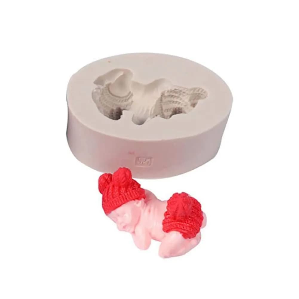XLZSP 3D Cute Sleeping Baby Silicone Fondant Mold 124g (4.4oz) | DIY Cake Decorating Supplies for Mousse, Chocolate, Pudding — RoundMold