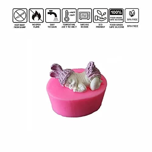 XLZSP 3D Cute Sleeping Baby Silicone Fondant Mold 124g (4.4oz) | DIY Cake Decorating Supplies for Mousse, Chocolate, Pudding thumbnail 5