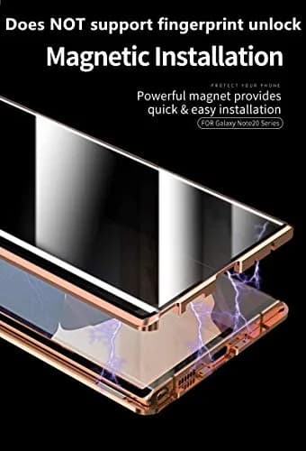KMXDD Anti-Peeping Galaxy Note 20 Ultra 360° Full Body Case | Magnetic Privacy Cover with Tempered Glass (Black) thumbnail 3