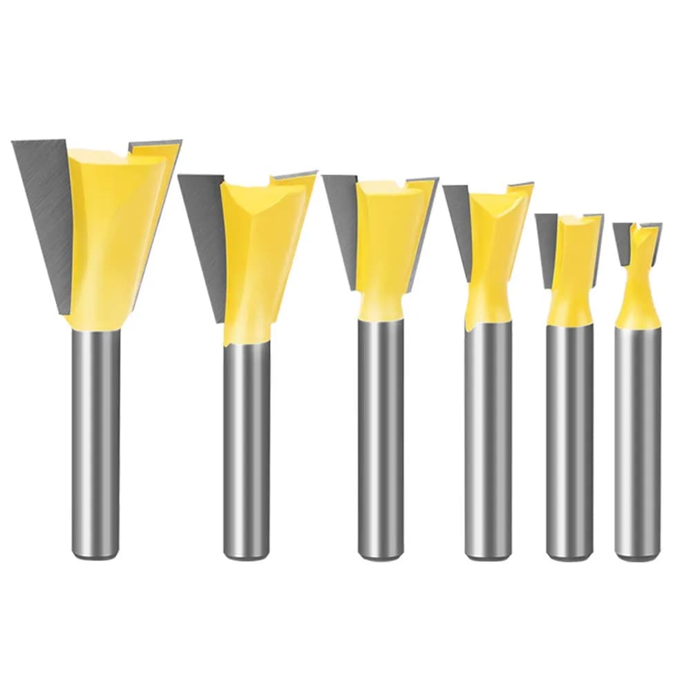 YAKAMOZ 6Pcs Dovetail Router Bit Set 1/4 Inch Shank | Wood Joints Cutter for Boxes & Drawers — 1/4 inch
