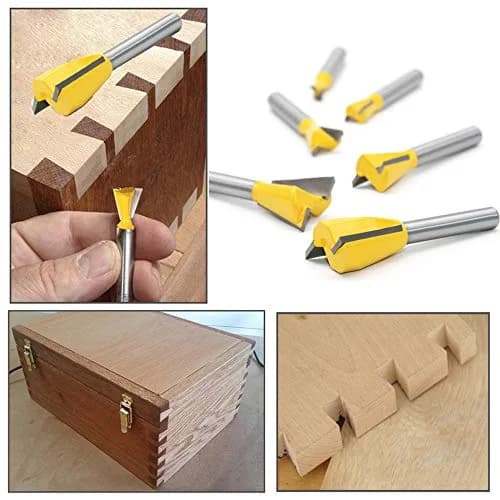 YAKAMOZ 6Pcs Dovetail Router Bit Set 1/4 Inch Shank | Wood Joints Cutter for Boxes & Drawers thumbnail 6