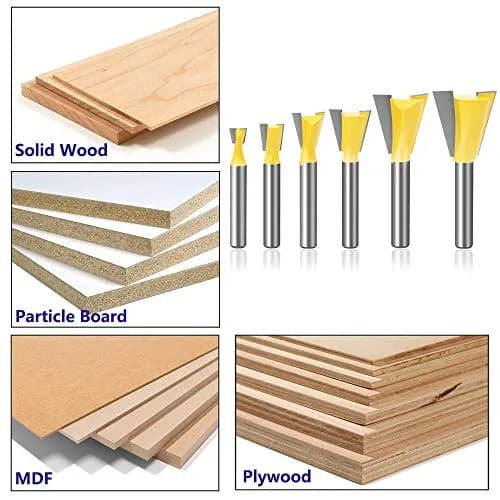 YAKAMOZ 6Pcs Dovetail Router Bit Set 1/4 Inch Shank | Wood Joints Cutter for Boxes & Drawers thumbnail 7