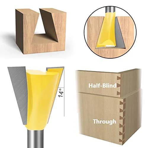YAKAMOZ 6Pcs Dovetail Router Bit Set 1/4 Inch Shank | Wood Joints Cutter for Boxes & Drawers thumbnail 3
