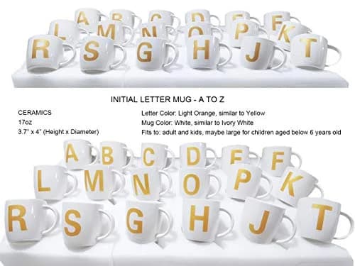 ZaH Alphabet Ceramic Coffee Mug 444ml (16 oz) | Initial Letter 'A' Mug for Women Men Boys Girls thumbnail 4
