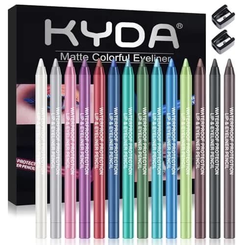 Ownest 14 Colors Eyeliner Pen Set | Pearl Metallic Glitter Eye Liner for Women, Waterline Pencil with Sharpener — 14 Colors