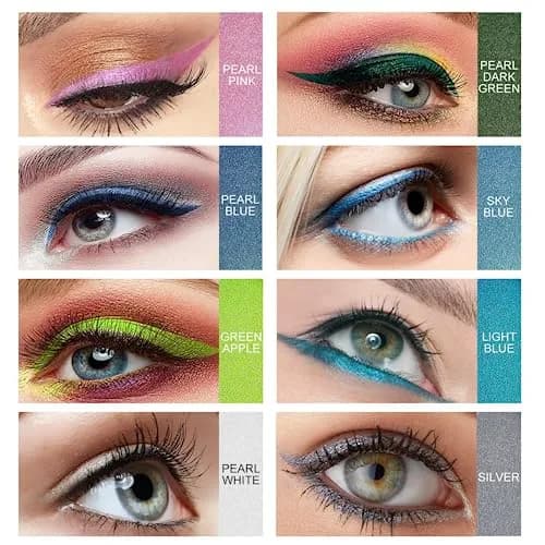 Ownest 14 Colors Eyeliner Pen Set | Pearl Metallic Glitter Eye Liner for Women, Waterline Pencil with Sharpener thumbnail 6
