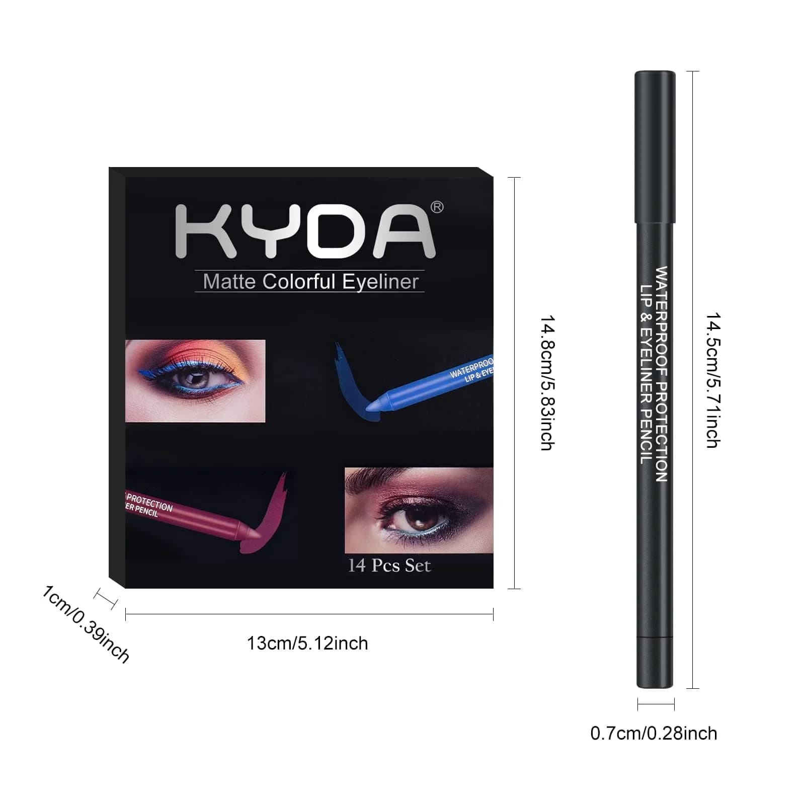 Ownest 14 Colors Eyeliner Pen Set | Pearl Metallic Glitter Eye Liner for Women, Waterline Pencil with Sharpener - view 8