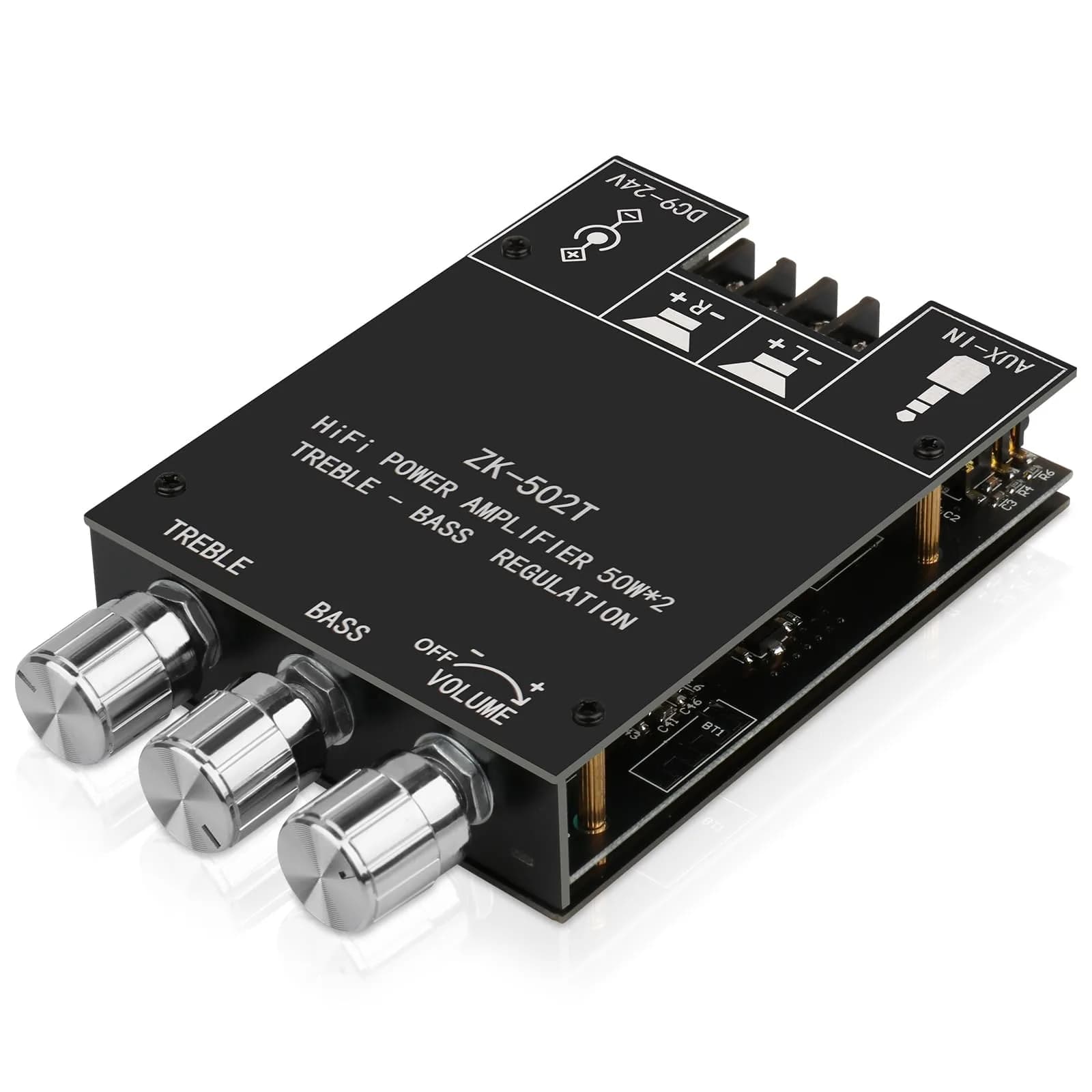 ARRAROWN ZK-502T Bluetooth 5.0 Mini Stereo Amplifier Module 100W (50W+50W) | 12-24V DC Power Input — Black2 ZK-502T