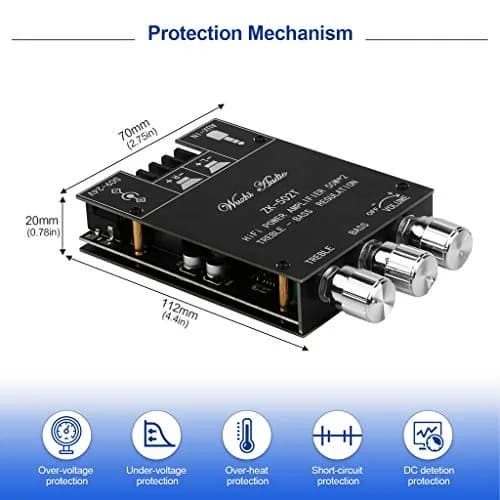 ARRAROWN ZK-502T Bluetooth 5.0 Mini Stereo Amplifier Module 100W (50W+50W) | 12-24V DC Power Input thumbnail 3