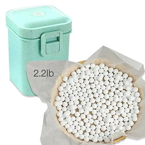 Hommtina Ceramic Pie Weights Baking Beans 1kg (2.2lb) | Reusable Blind Baking Ceramic Stoneware with Wheat Straw Container thumbnail 1