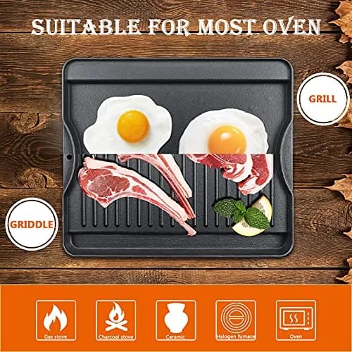 Uniflasy Reversible Cast Iron Griddle 14" x 16" | Fits Camp Chef Stoves & More thumbnail 8