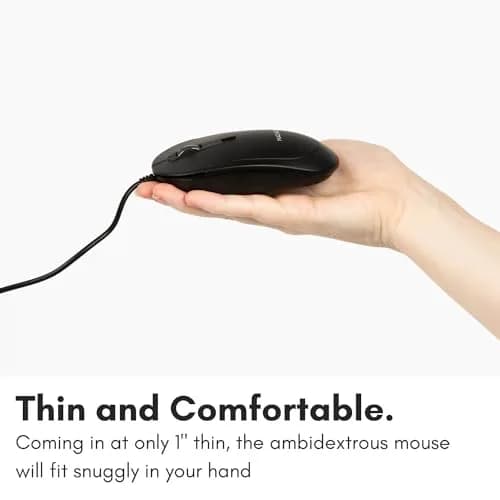 Macally Wired USB C Mouse for Mac and PC - Slim, Quiet, Reliable, 4 DPI Modes | Ambidextrous, Plug & Play (70-120c) thumbnail 3